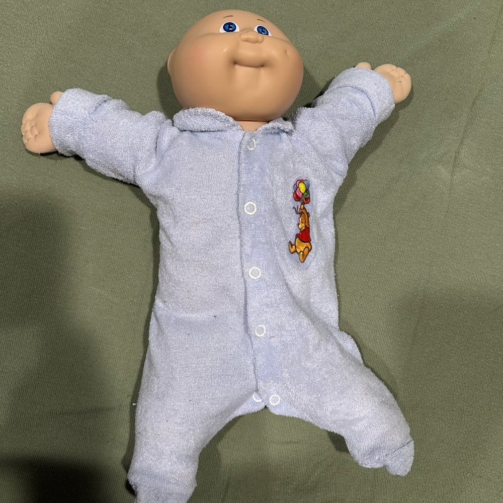 Cabbage patch kids doll and Blue Onesie with Embroidered Design